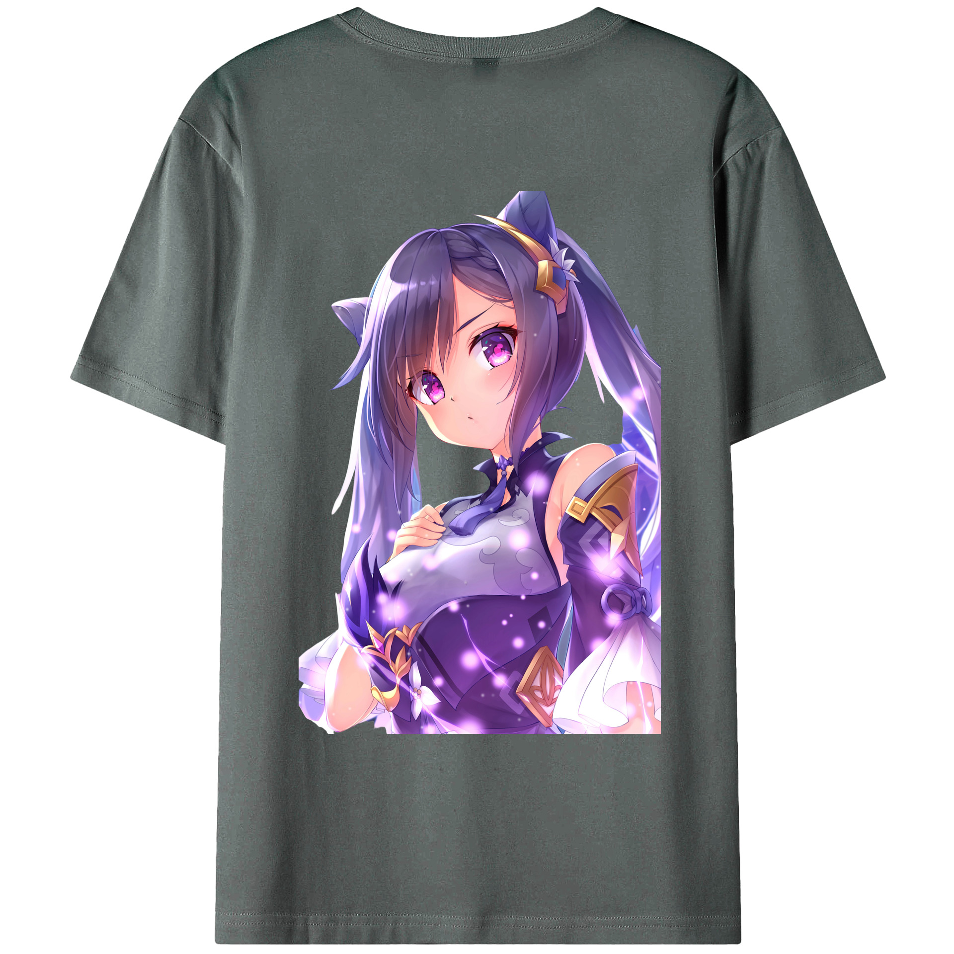 げんし神 刻晴 こくせい genshin Kokusei 綿100％ メンズ半袖Tシャツ（バックプリント） 通気性